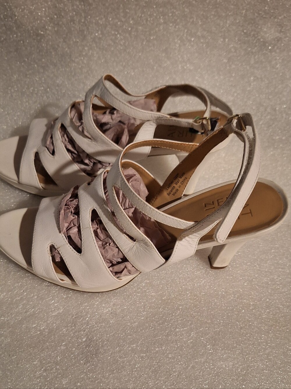 next White Strappy Mid-Heel Slingback Sandals
